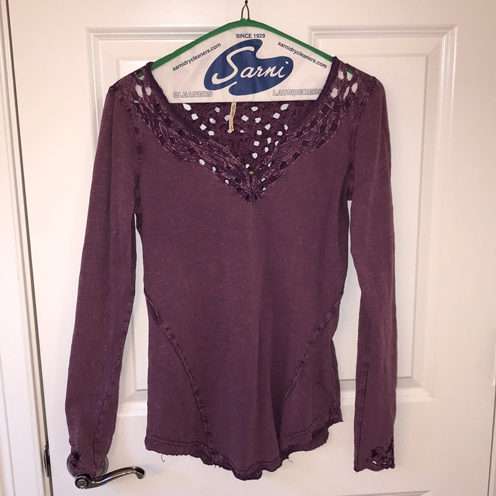 Free People crochet, long sleeve